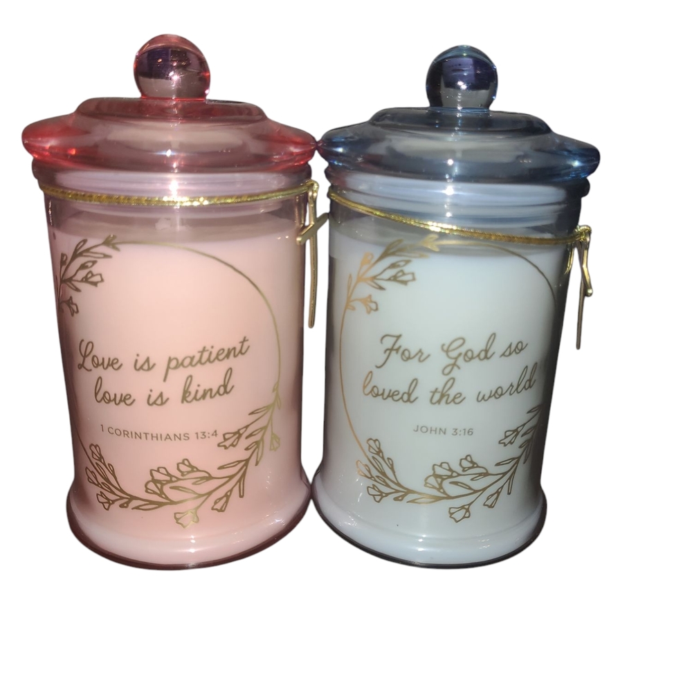 Inspirational Pink and White Candle Set